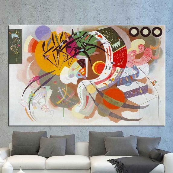 Wassily Kandinsky 3D Canvas, Famous 3D Canvas, Modern Wall Art, Dominant Curve Wassily Kandinsky, Abstract Canvas Poster, Canvas Wall Decor - Black Framed