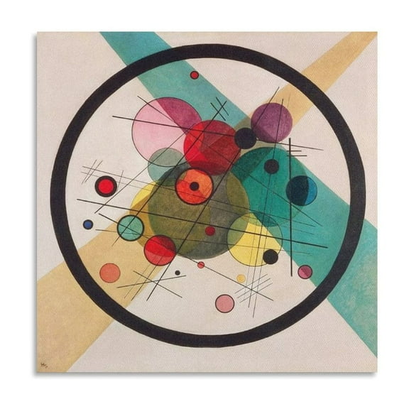 Wassily Kandinsky Circles in A Circle Print Photo Art Painting Canvas Poster Home Decorative Bedroom Modern Decor Posters Gifts 16x16inch(40x40cm)
