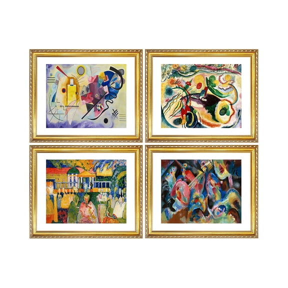 Wassily Kandinsky Wall Art 4 Panels,Kandinsky Print,Kandinsky Abstract Poster,Kandinsky Framed Art For Wall Decor