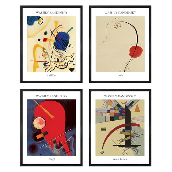 Wassily Kandinsky Wall Art 4 Panels,Kandinsky Print,Kandinsky Abstract Poster,Kandinsky Framed Art For Wall Decor