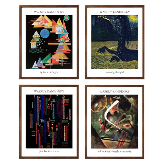 Wassily Kandinsky Wall Art 4 Panels,Kandinsky Print,Kandinsky Abstract Poster,Kandinsky Framed Art For Wall Decor