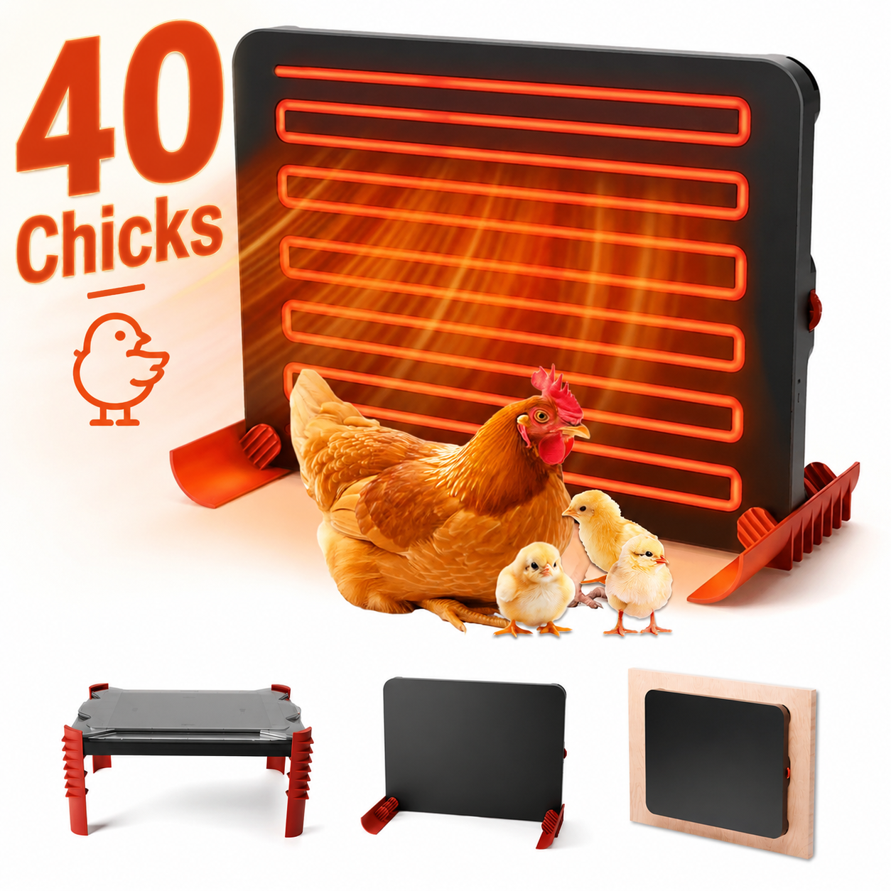 Wassolls 16" x 12" Chicken Coop Heater Upgrad 200W, with Adjustable Height & Angle, Brooder Heater Plate for up to 40 Chicks