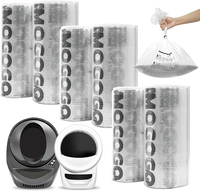 60 Count Cat Litter Waste Bags Liners Compatible With Litter-Robot 3 & 4 - Heavy Duty Self-Cleaning Box Bags 26.5 X 16.5 Inch
