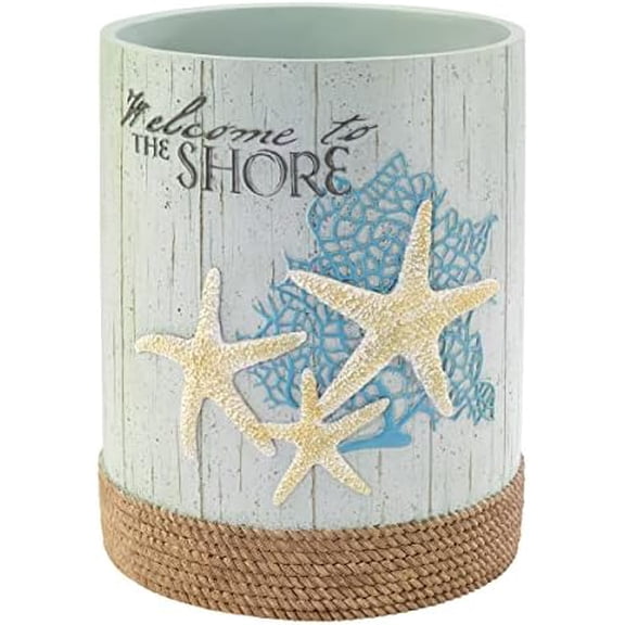 - Waste Basket, Decorative Trash Can, Coastal Inspired Bathroom Decor (Beachcomber Collection)