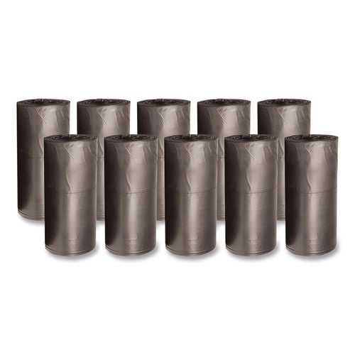 Waste Can Liners, 60 gal, 40.64 mic, 38" x 58", Black, 10 Bags/Roll, 10 Rolls/Carton | Bundle of 2