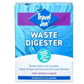 Travel Jon Waste Digester RV Black & Gray Holding Tank Treatment, Enzyme Waste Digester & Odor Control, 8 Pre-Measured 2 oz Water-Soluble Packets