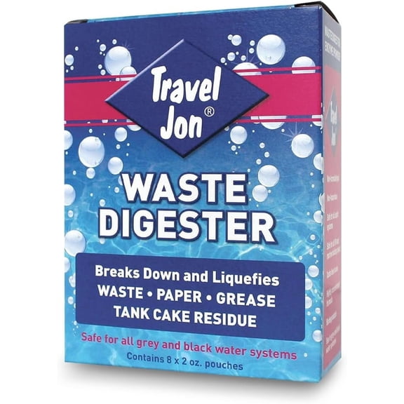 Travel Jon Waste Digester RV Black & Gray Tank Treatment, Powerful 4 in 1 Concentrated,Non-Formaldehyde,Safe for all septic and municipal systems.