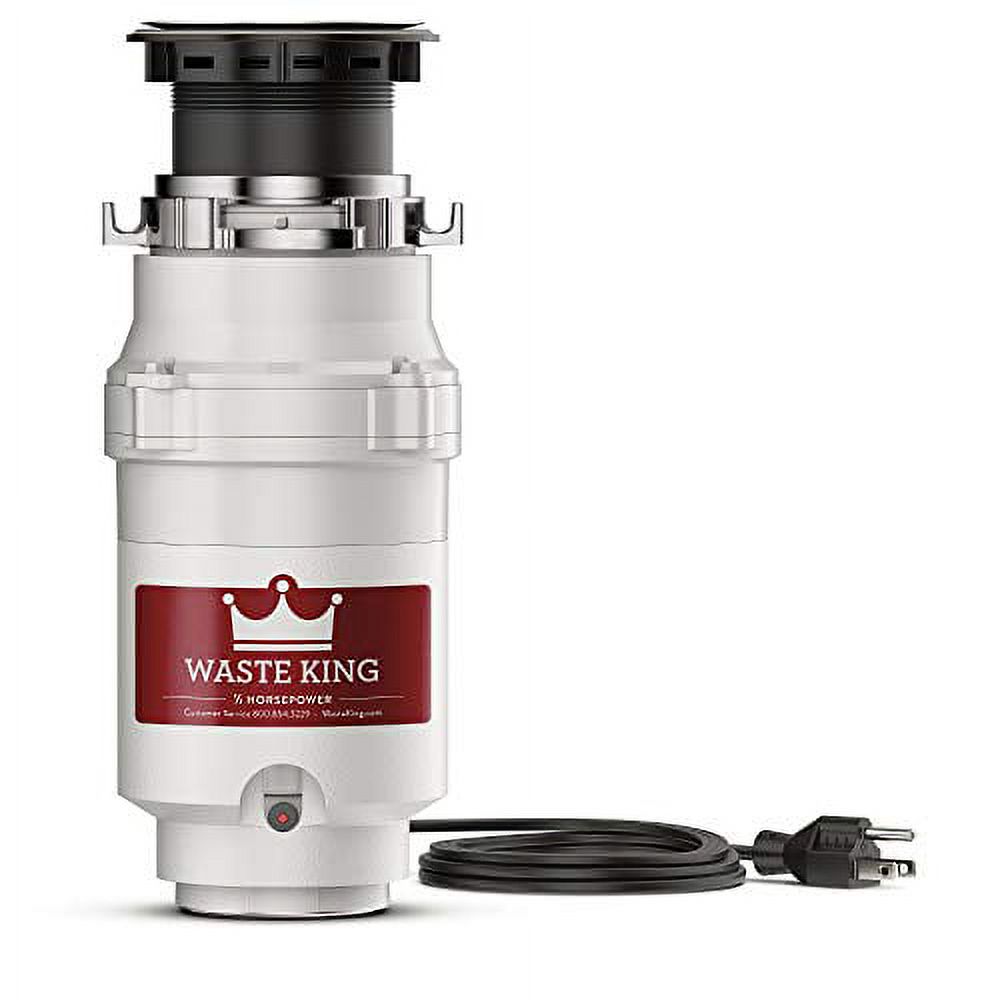 Waste King 1/2 HP Garbage Disposal with Power Cord for Kitchen Sink
