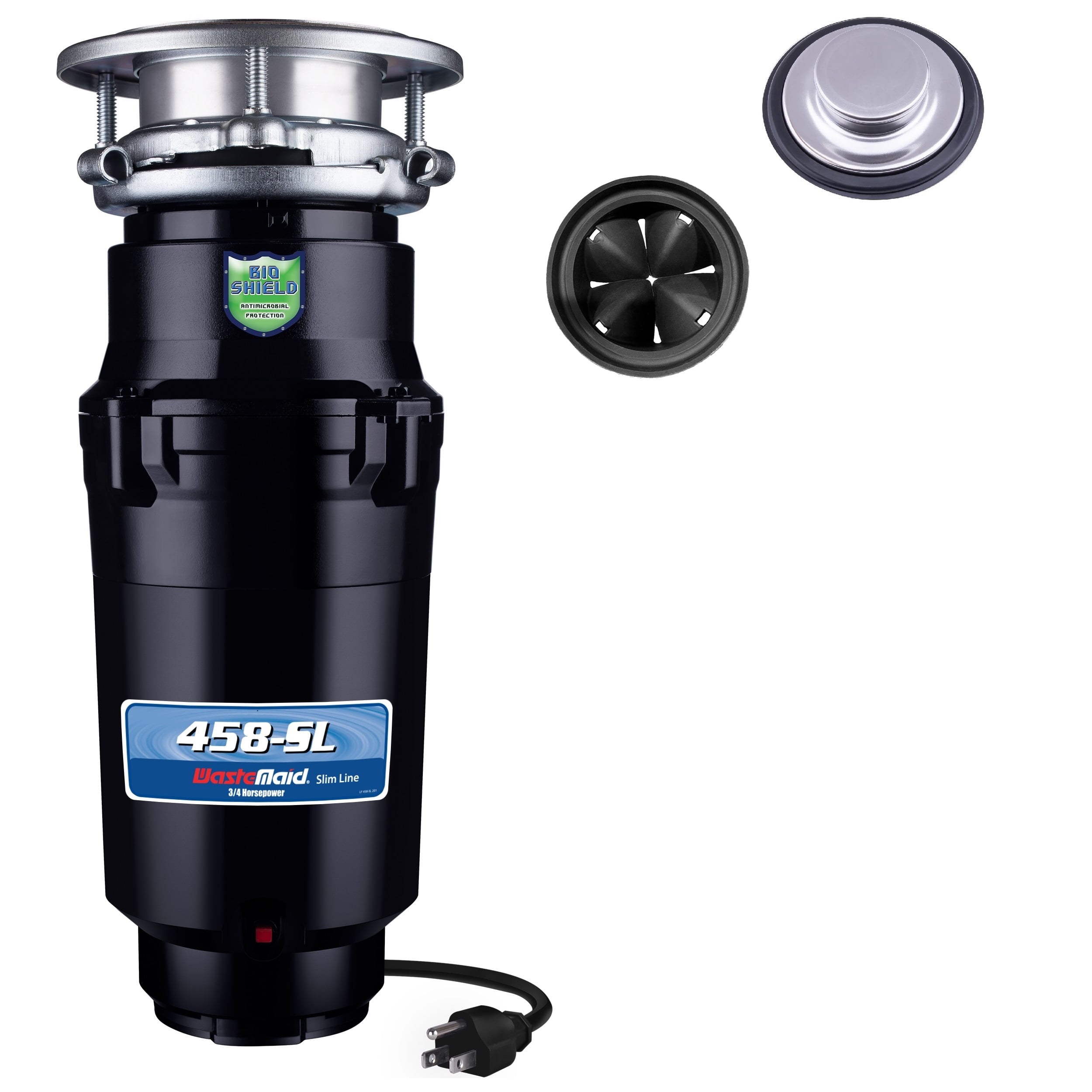 Waste Maid Kitchen Garbage Disposal, 3/4 HP, Slim Line, Black 10-US-WM-458-SL-3B