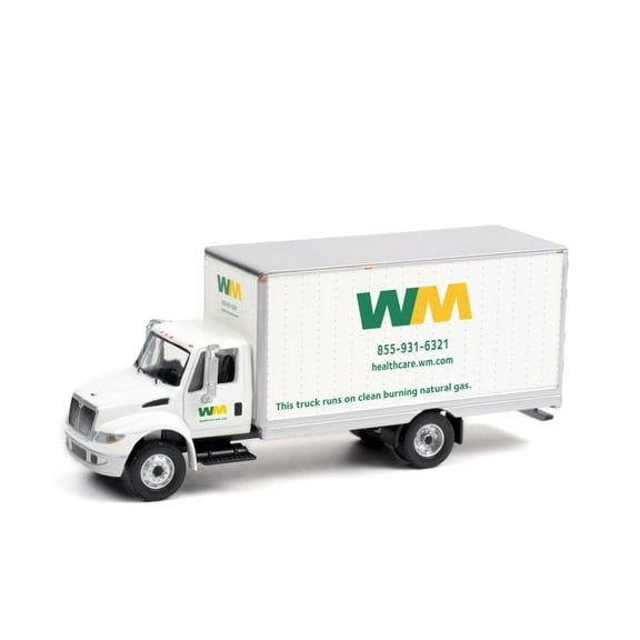 Waste Management 2013 International Durastar Box Van, White - Greenlight 33210A/48 - 1/64 scale Diecast Model Toy Car