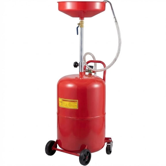 Waste Oil Drain Tank 20 Gallons Portable Air Operated Drainer, Container, Fluid Fuel Transfer Drainage, Adjustable Funnel Height, with Wheel