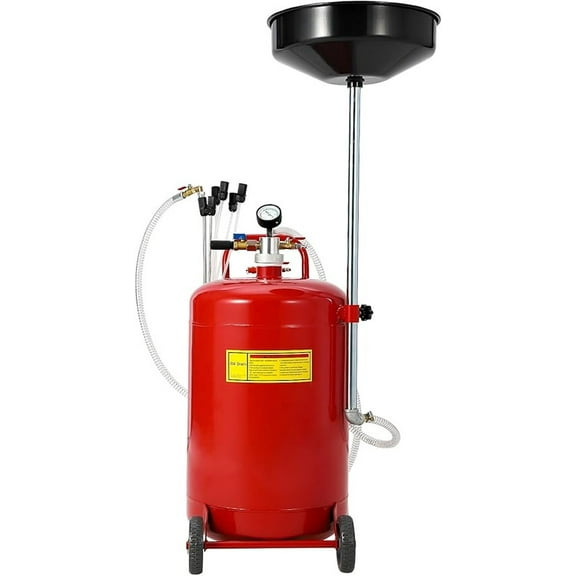 Waste Oil Drain Tank, Pneumatic Oil Drain Extractor & Collector, 20 Gallon Air Operated Drainer for Oil Change, Portable Oil Drain Container, Oil Drain Tank with Adjustable Funnel