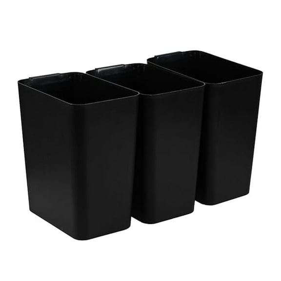 3 Pack 4 Gallon Trash Cans - Black Plastic Waste Baskets for Kitchen, Office, Bathroom - Slim Open Top Garbage Bin with Handle - Indoor Use