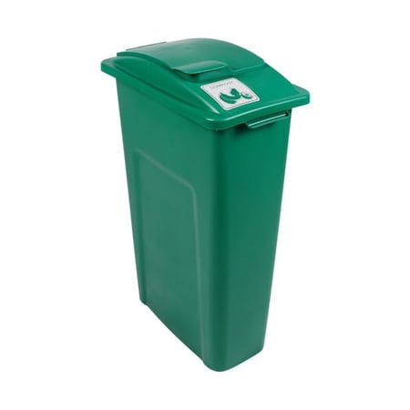 Waste Wise 23 Gallon Recycled HDPE Waste and Recycling Bin for Commercial Spaces - (Green w/ Lid, Compost)