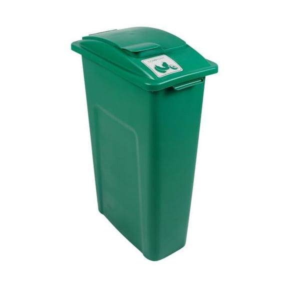 Waste Wise 23 Gallon Recycled HDPE Waste and Recycling Bin for Commercial Spaces - (Green w/ Lid, Compost)