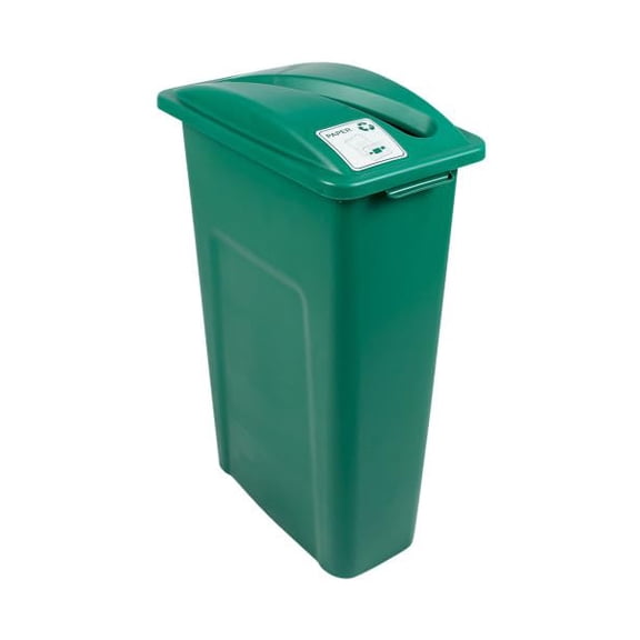 Waste Wise 23 Gallon Slender Slim Compact Recycled Plastic Trash Can Waste and Recycling Bin with Handles for Commercial Spaces - (Green, Paper)