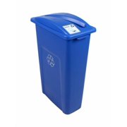 Waste Wise 23 Gallon Slender Slim Compact Recycled Plastic Trash Can or Recycling Bin with Handles for Commercial Spaces - Blue, Paper