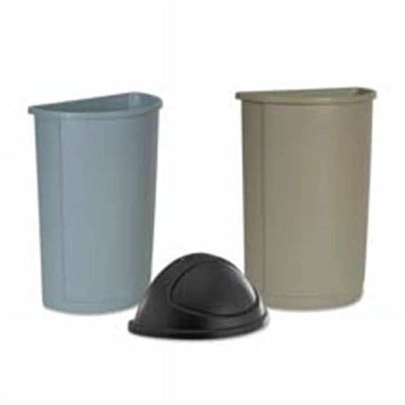 Wastebasket- Half Round- 21 Gallon- 12in.x21in.x28-.63in.- Gray