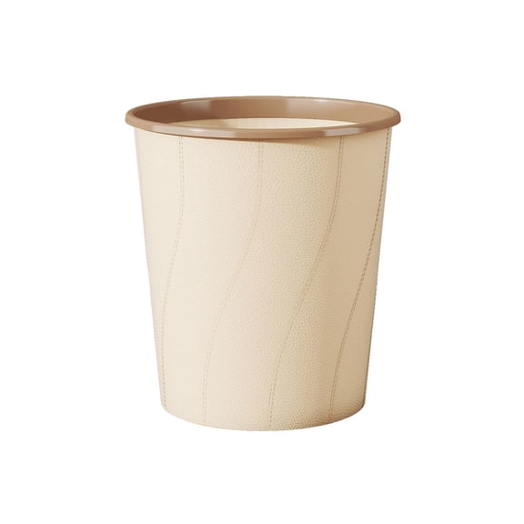Wastebasket, Round, Without Lid, Straight-throw Design Wastebasket for Home Kitchens and Coffee Shops Beige Plastic