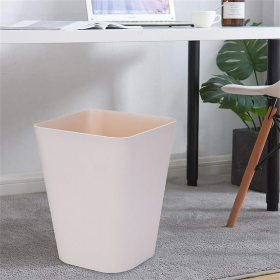 Wastebasket Trash Can Garbage For Bathroom Kitchen Countertop Large Plain Trash Can Without Lid/ Large Solid Color Lidless Trash Can Khaki A