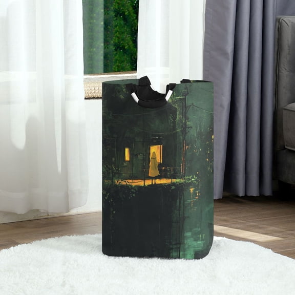 Wasteland Cabin Foldable Laundry Hamper 12.6x11x22.7in with Handles for Bathroom Bedroom Storage