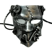 Wasteland Steampunk Bauta Masquerade Mask Men Antique Brushed Silver