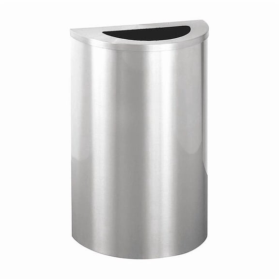 Wastemaster 14 gal Half-Round Indoor Metal Can, Satin Aluminum, None, Aluminum, Not Applicable
