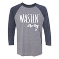 thumbnail image 1 of Wastin Away Unisex 3/4 Sleeve Baseball Raglan Tee, 1 of 2