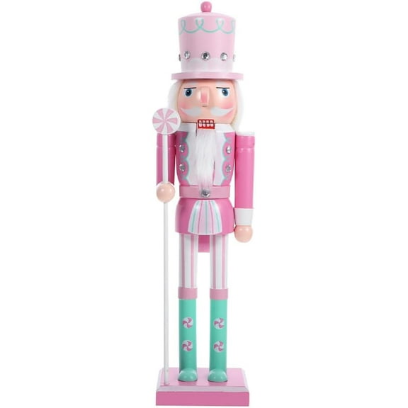 WatDenyFine Pastel Pink Nutcracker Figures, 12In Resin Christmas Nutcracker Decorations, Holiday Tabletop Display & Gift Set for Parties & Home Décor