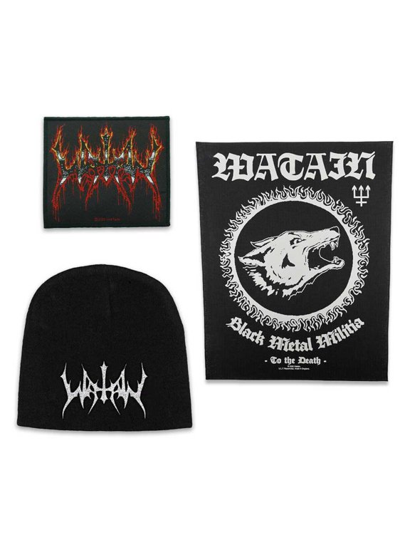 Watain Officially Licensed Band Merch Gift Set - 1 Embroidered Beanie, 1 Back Patch, 1 Standard Woven Patch