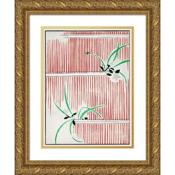 Watanabe Seitei 11x14 Gold Ornate Wood Frame and Double Matted Museum Art Print Titled - Morning Glory Illustration