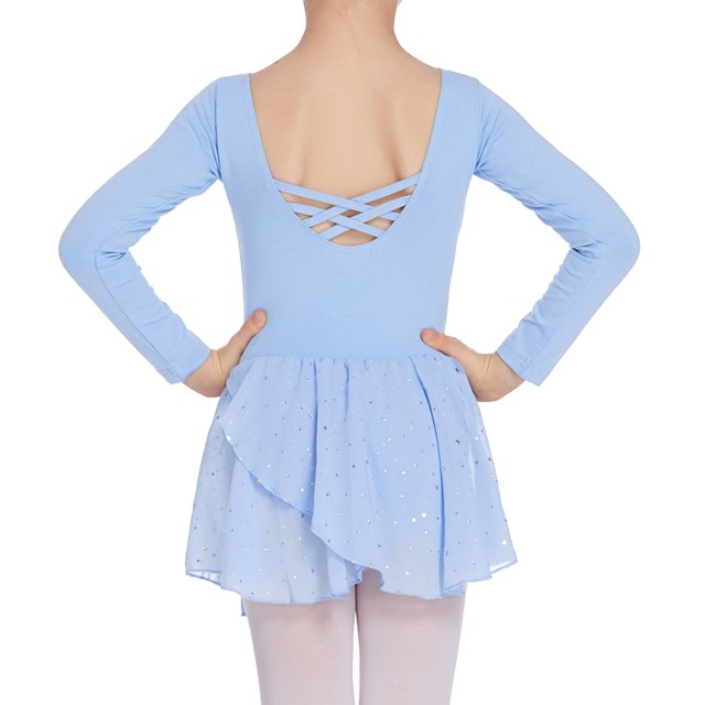 Wataxii Ballet Leotard with Skirt for Girls Long Sleeve Dance Leotards