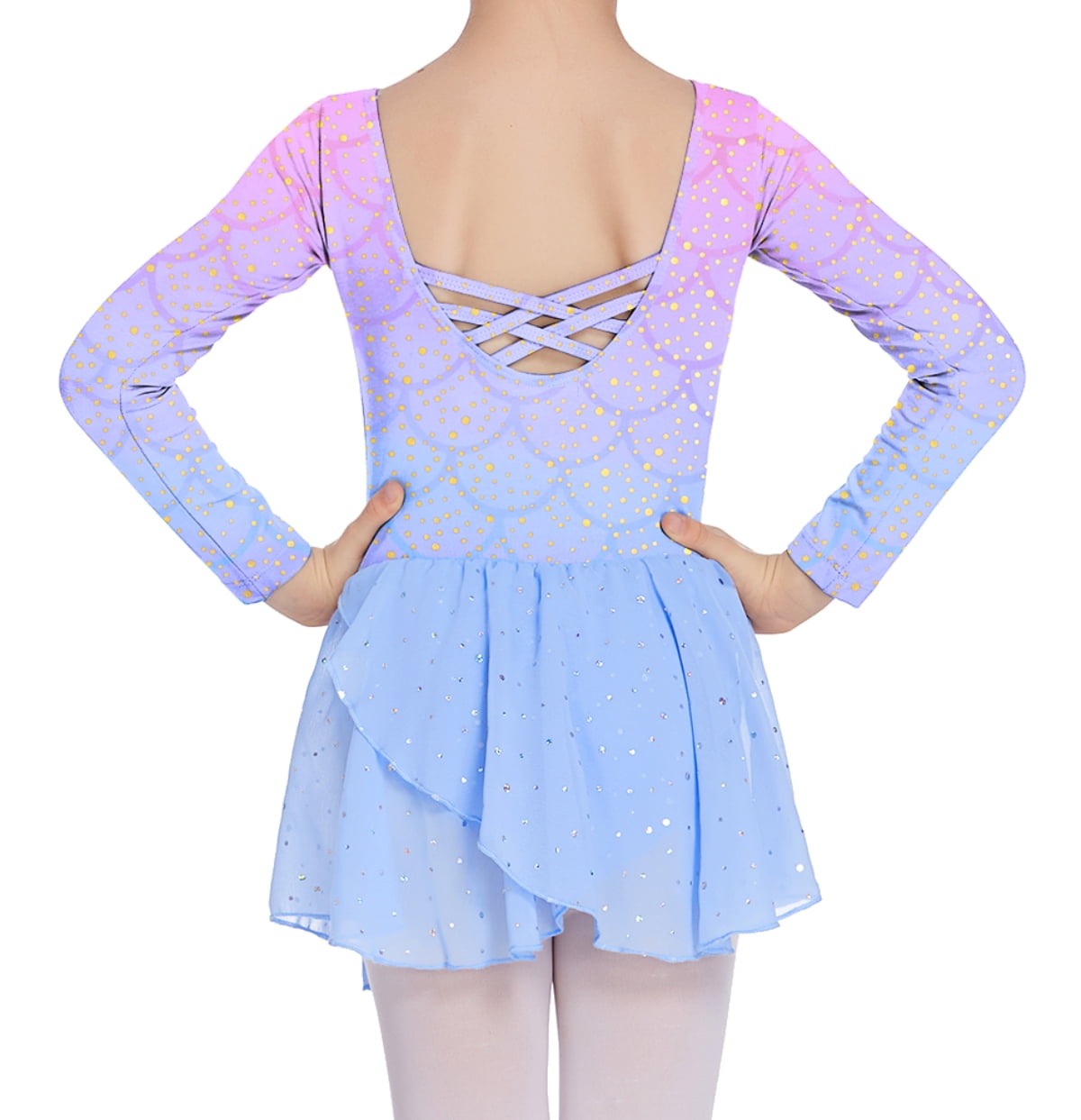 Wataxii Ballet Leotard with Skirt for Girls Long Sleeve Dance Leotards