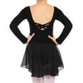 Wataxii Black Ballet Leotard with Skirt for Girls Long Sleeve Leotards