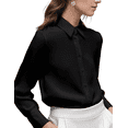 thumbnail image 1 of Weardear Black Blouses for Women Dressy Casual Long Sleeve Button Down Shirt Collared Work Office Business Chiffon Blouse Shirt Tops, 1 of 7