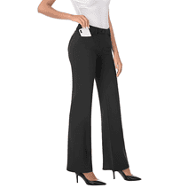 Wataxii Black Dress Pants Women Work Pants Business Casual Pants for Women Dressy Slack Stretchy Bootcut Pants with Pockets