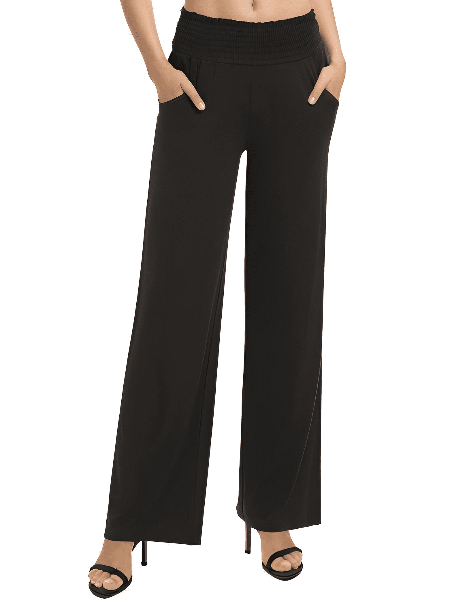 Wataxii Black Women's Pants Work Palazzo Lounge Pants Dressy Casual ...