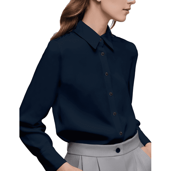 Weardear Blouses for Women Dressy Casual Long Sleeve Button Down Shirt Collared Work Office Business Chiffon Blouse Shirt Tops