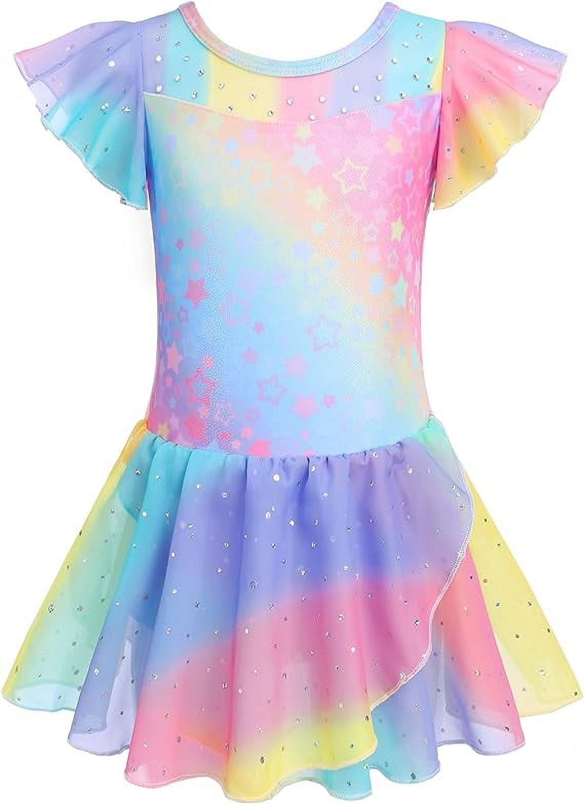 Wataxii Girls Ballet Leotard with Skirt Toddler Dance Leotard Ruffle