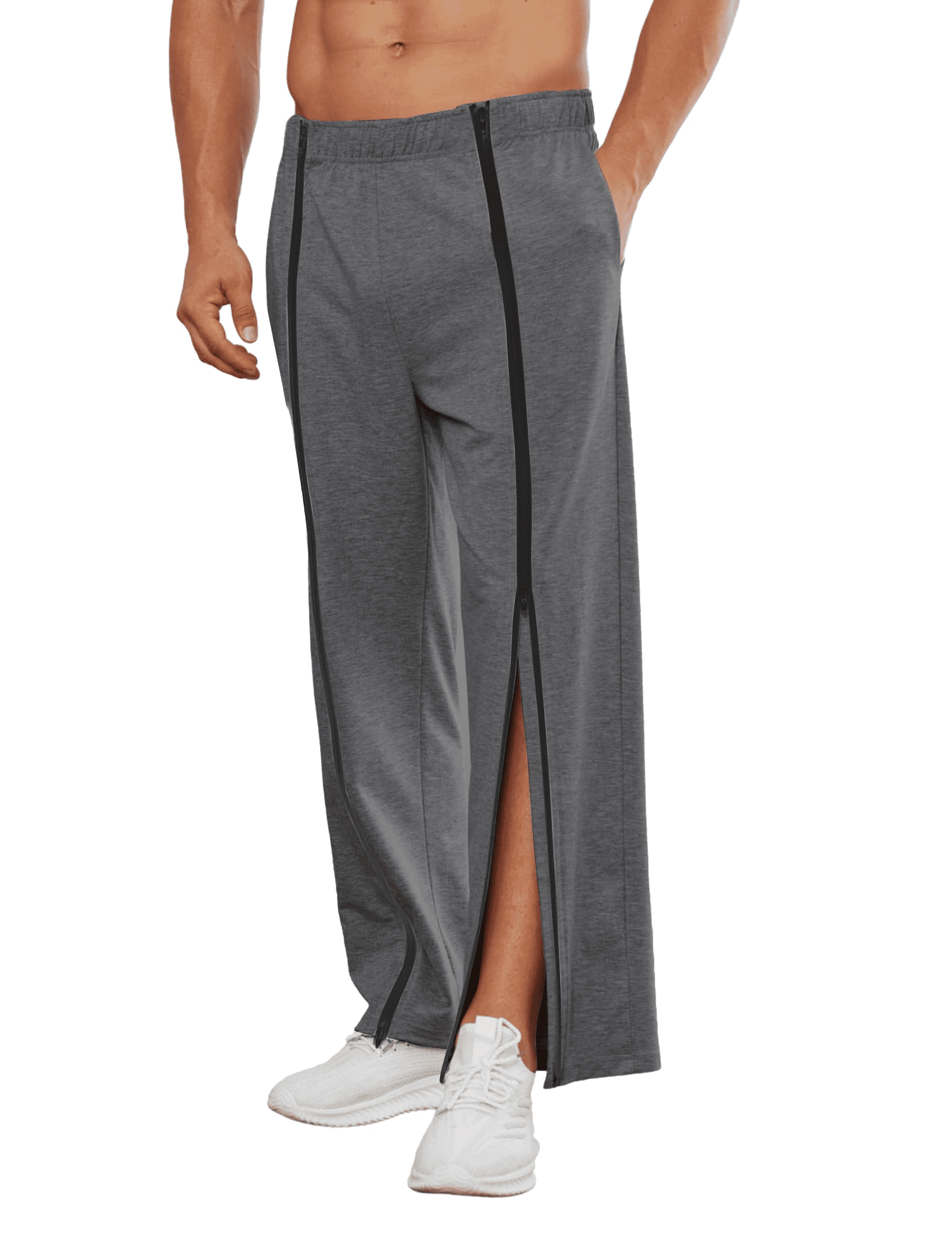 Wataxii Men's Athletic Pant Men Jogger Sweatpants Open Bottom Tear Away
