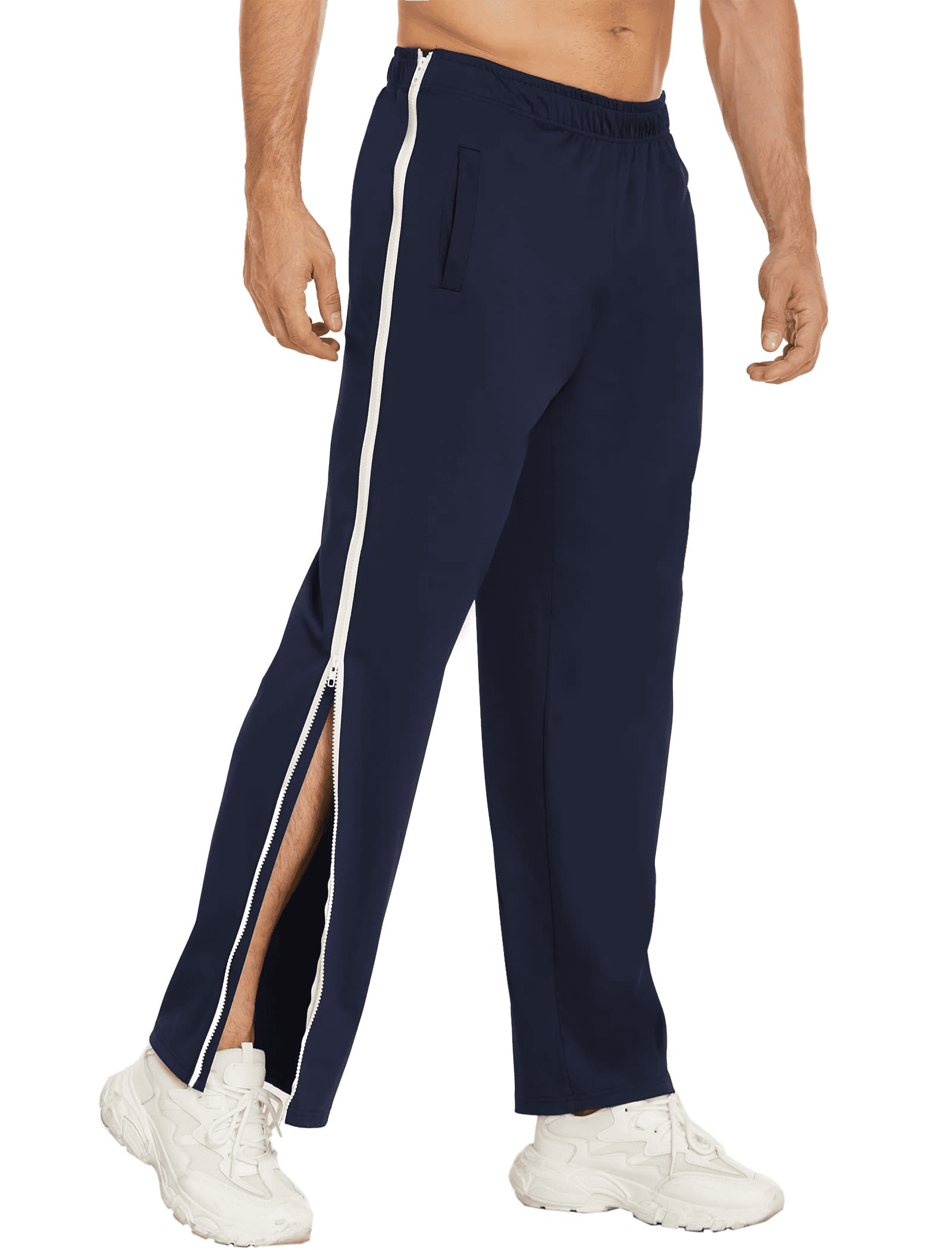 Wataxii Men's Pants Tear Away Basketball Pants Jogger Wide Leg