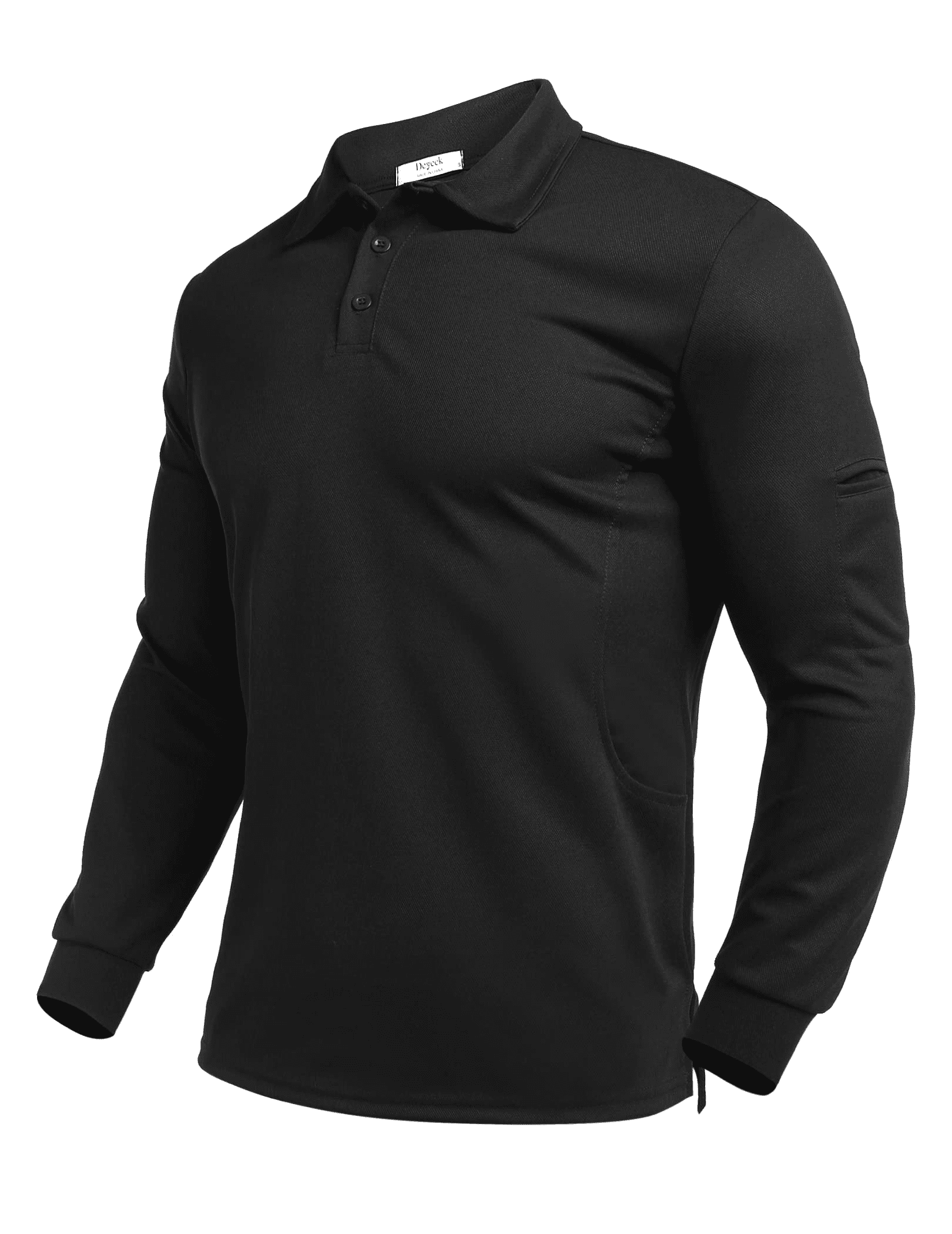Wataxii Men's Polo Shirts Long Sleeve Shirts Casual Golf Black Polo ...