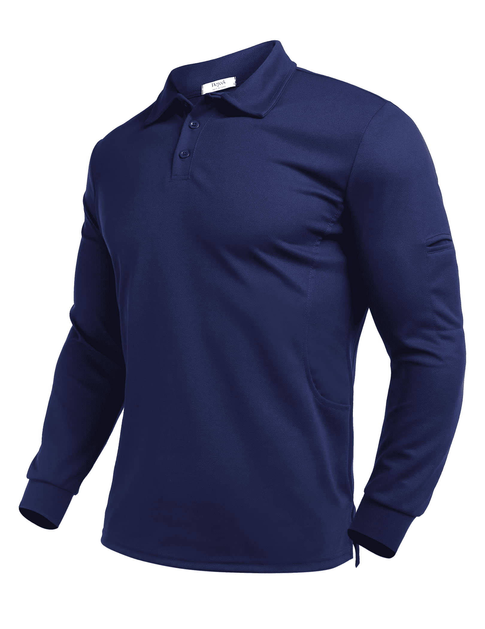 Wataxii Men's Polo Shirts Long Sleeve Shirts Casual Golf Navy Blue Polo ...