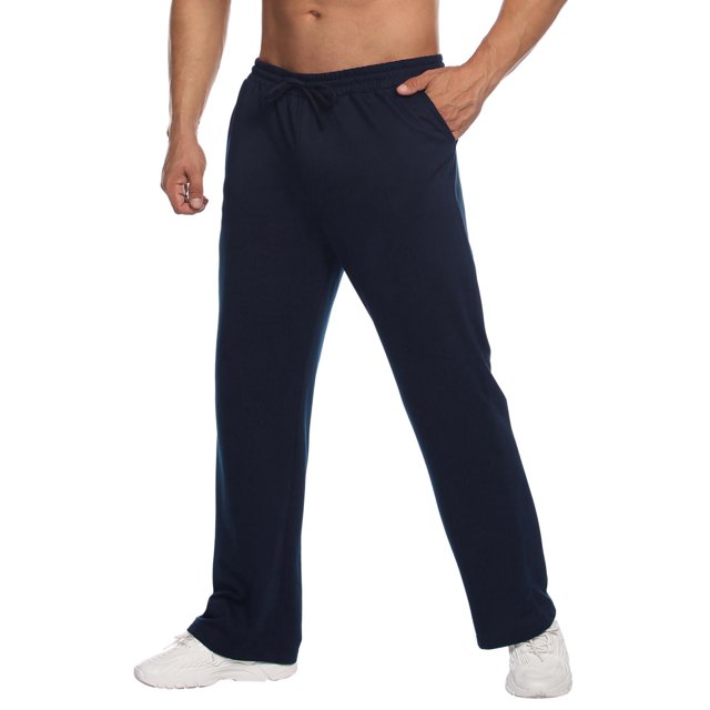 Wataxii Men's Sweatpants Open Bottom Straight Leg Sweat Pants Baggy