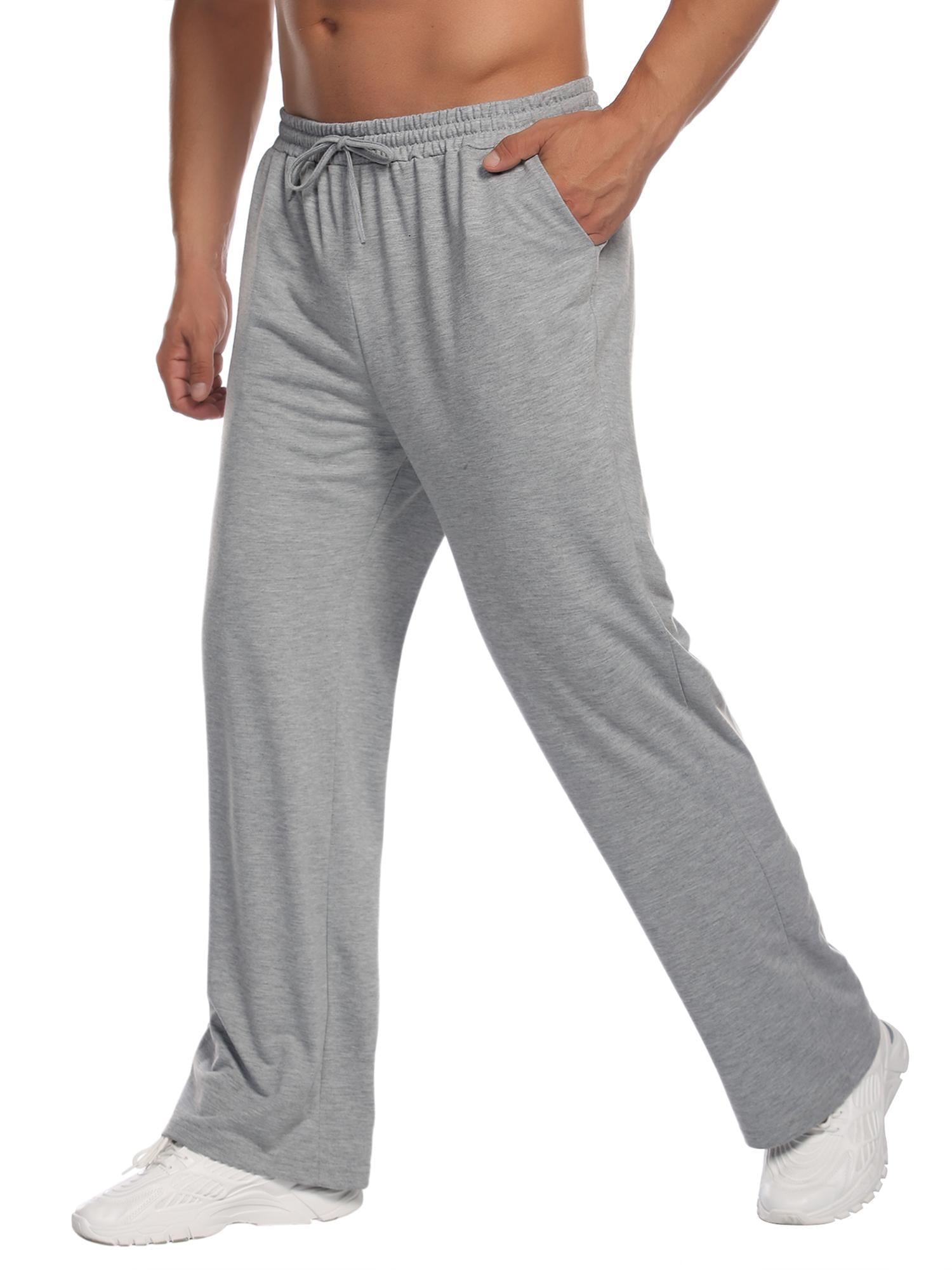 cllios Mens Sweatpants Solid Casual Drawstring Open Bottoms with