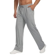 Wataxii Men's Sweatpants Open Bottom Straight Leg Sweat Pants Gray Baggy Sweatpants Men's Athletic Pants Jogger Sweatpants with Pockets