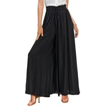 Wataxii Wide Leg Pants for Women Casual Elastic High Waist Pants with Pockets