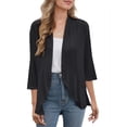 thumbnail image 1 of Weardear Women Cardigan 3/4 Sleeves Open Front Lightweight Cardigan Draped Ruffles Knit Cardigan, 1 of 5
