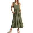 thumbnail image 1 of Weardear Women Summer Maxi Dress 2024 Casual Sleeveless Dress Tiered Boho Flowy Sundress A Line T Shirt Dress with Pocket, 1 of 5