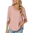 thumbnail image 1 of Weardear Women Summer Tops Dressy Casual Tops 2024 Fashion Business Office Chiffon Blosue Shirts V Neck Lady Work Outfits, 1 of 5